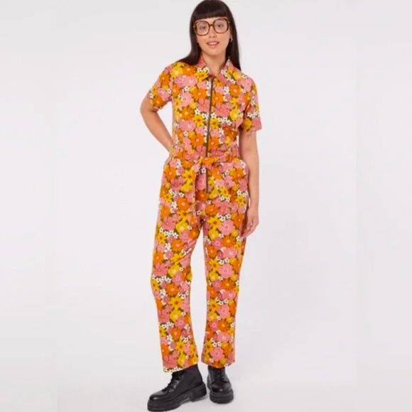 Joanie Floral Boilersuit Jumpsuit US 12 Lucy & Yak - Picture 1 of 5
